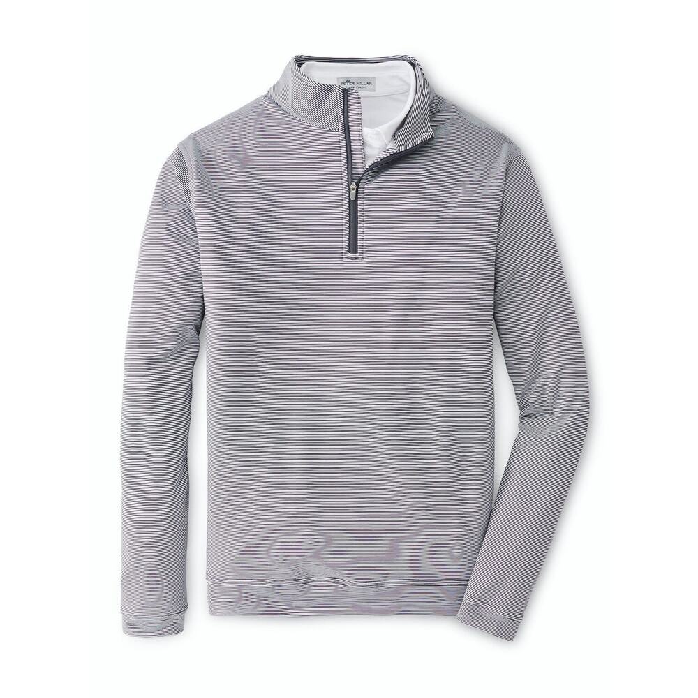 Peter Millar S Crown Sport Perth Striped Quarter Zip Pullover White Gray $150